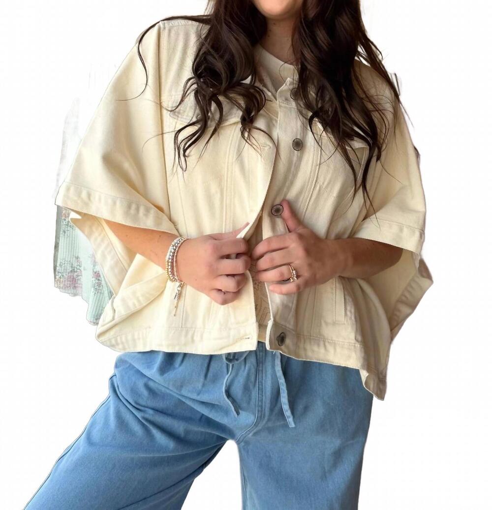 NEW WISHLIST women's denim poncho jacket in ecru